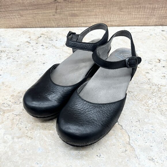 Dansko Shoes Womens Size 38 US 7.5- 8 Black Leather Sam Mary Jane Buckle - Picture 3 of 10